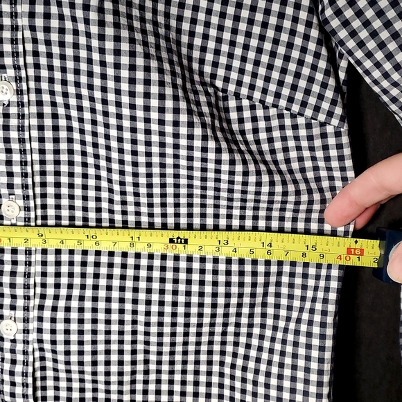 J. Crew Ladies Cotton Blend Navy/White Gingham Button Up Dress Shirt - Size XS - Picture 12 of 12